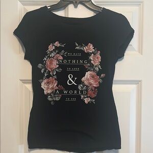 Floral Graphic Black T-Shirt